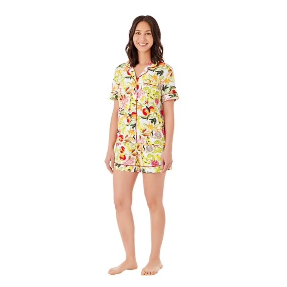 Member's Mark Women's 2-Piece Notch Collar Pajama Set L Fruit Print Micro Modal